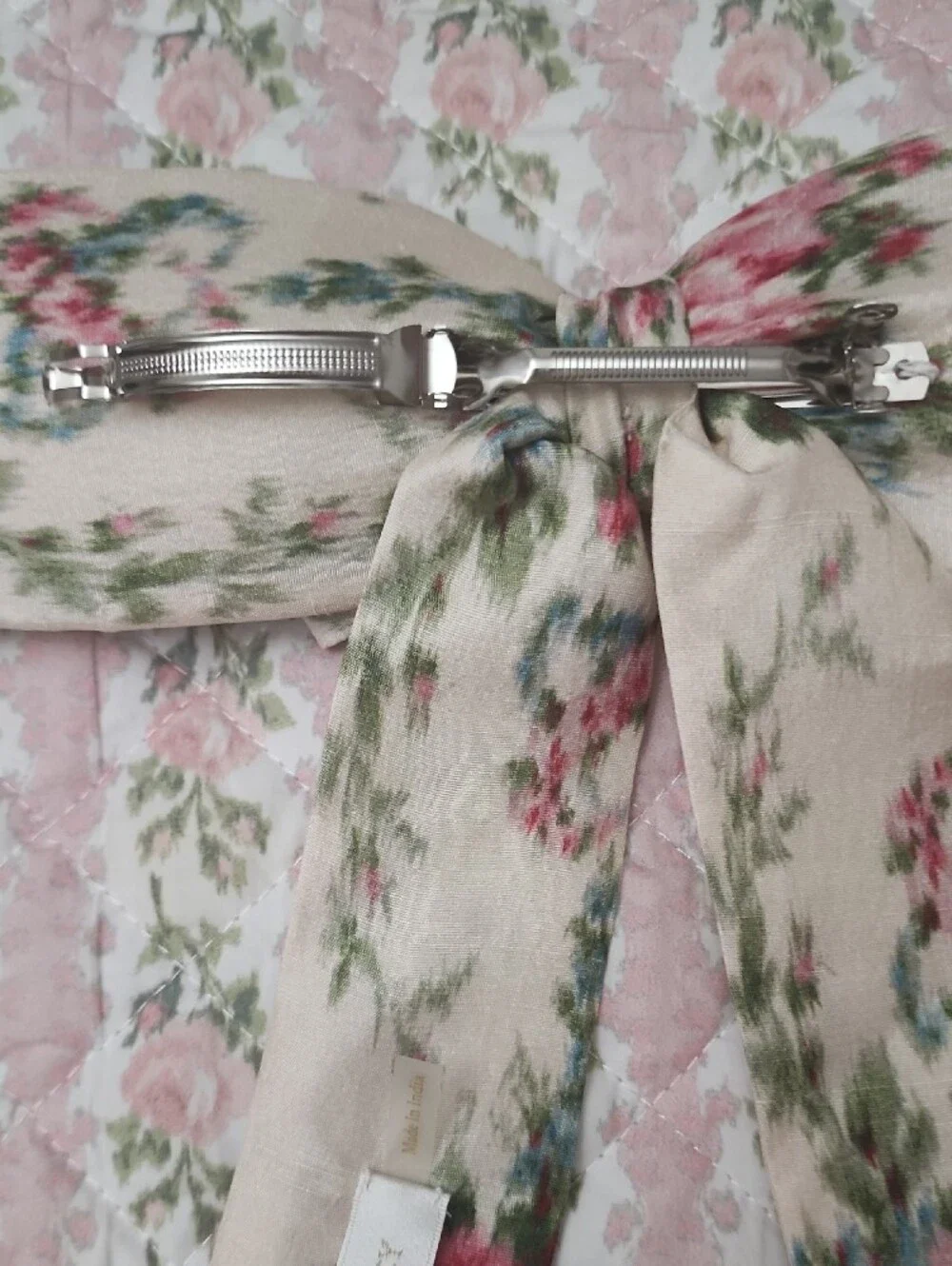 NWT LoveShackFancy 🎀 Lorna Dolce Silk Pink Floral Bow Barrette Hair Clip